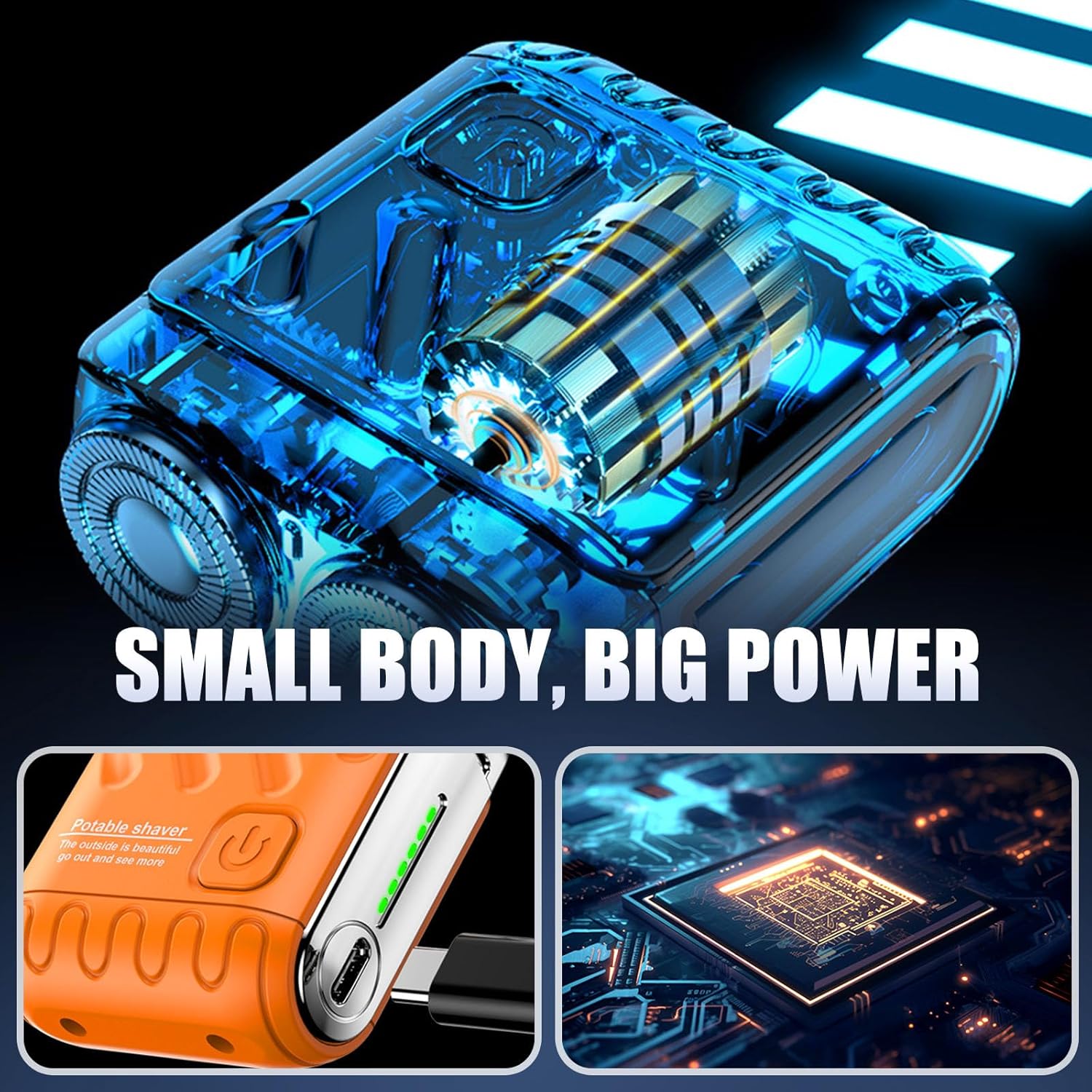 Rotary Electric Shaver – Dual-Ring Blades